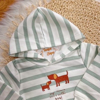 Conj. Casaco My Favourite Place is with you! e Calça de Moletom - Verde e Off White